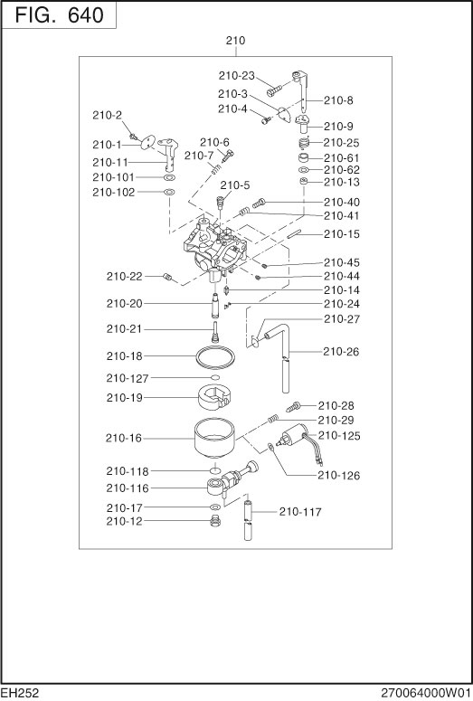 Fuel Lubricant Diagram and Parts List for EH252B02021 EH252 Subaru Engine