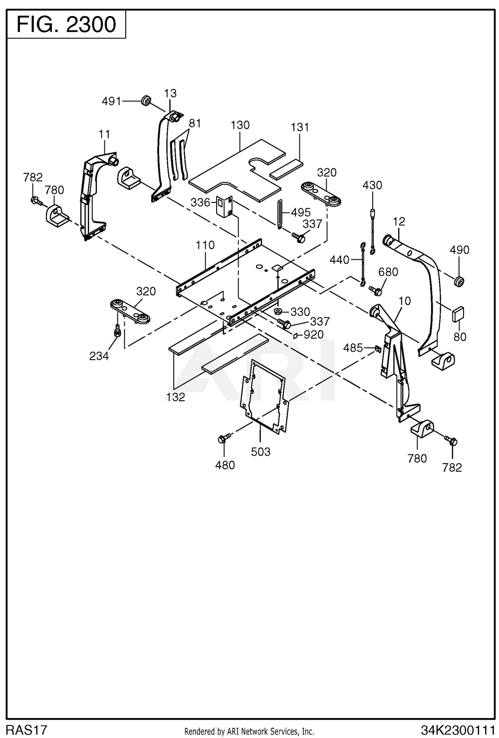 2300 Base Frame Diagram and Parts List for RAS17023095  Subaru Generator