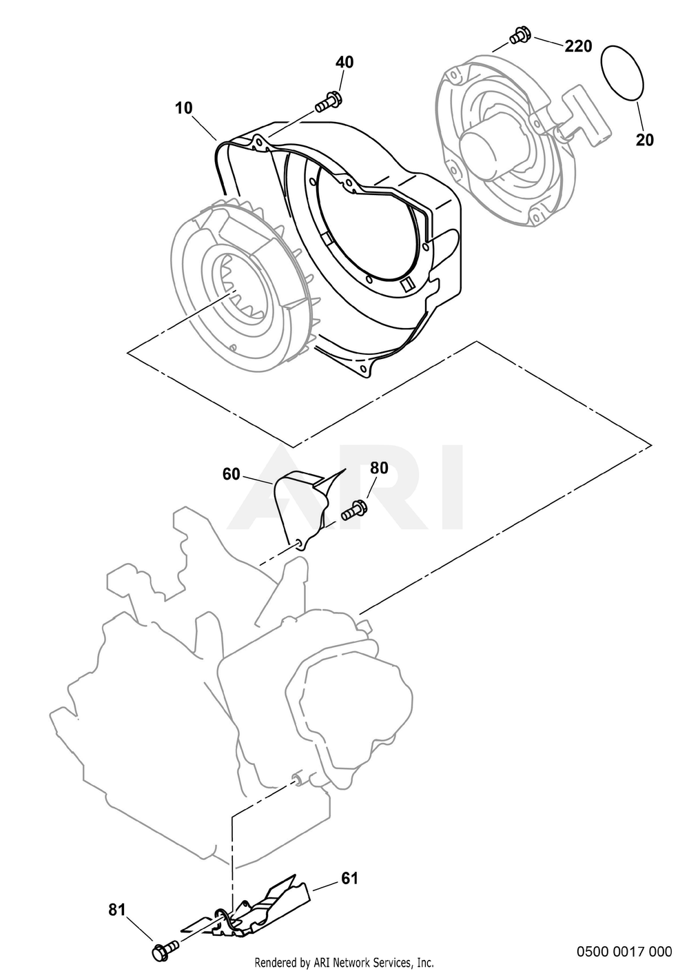 500 Cooling And Starting Diagram and Parts List for EX270D10230  Subaru Engine