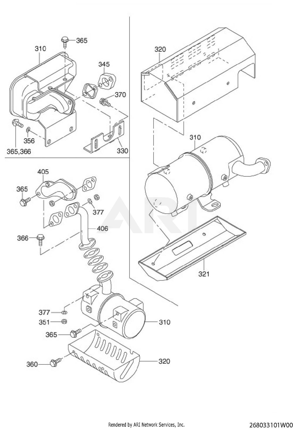 331 Intake And Exhaust Diagram and Parts List for EH122D46550  Subaru Engine