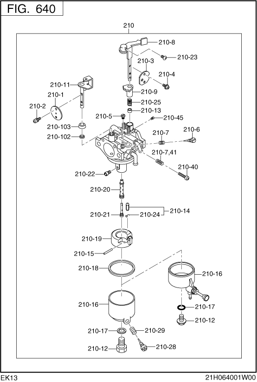 Fuel Lubricant Group Diagram and Parts List for EK130B70030 EK130 Subaru Engine