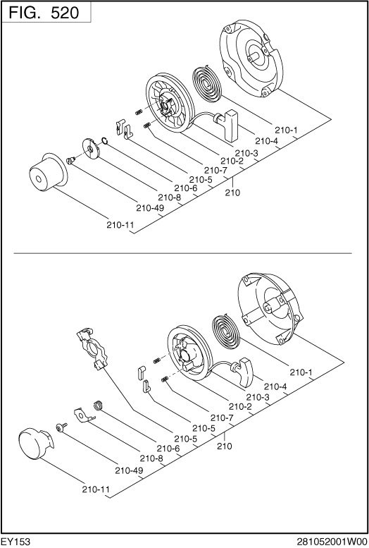 Cooling Starthig Diagram and Parts List for EY153DC0690 EY153 Subaru Engine