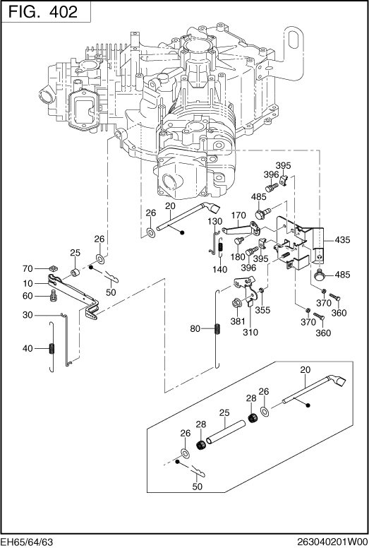 Governor Group Diagram and Parts List for EH650VD0030 EH650 Subaru Engine