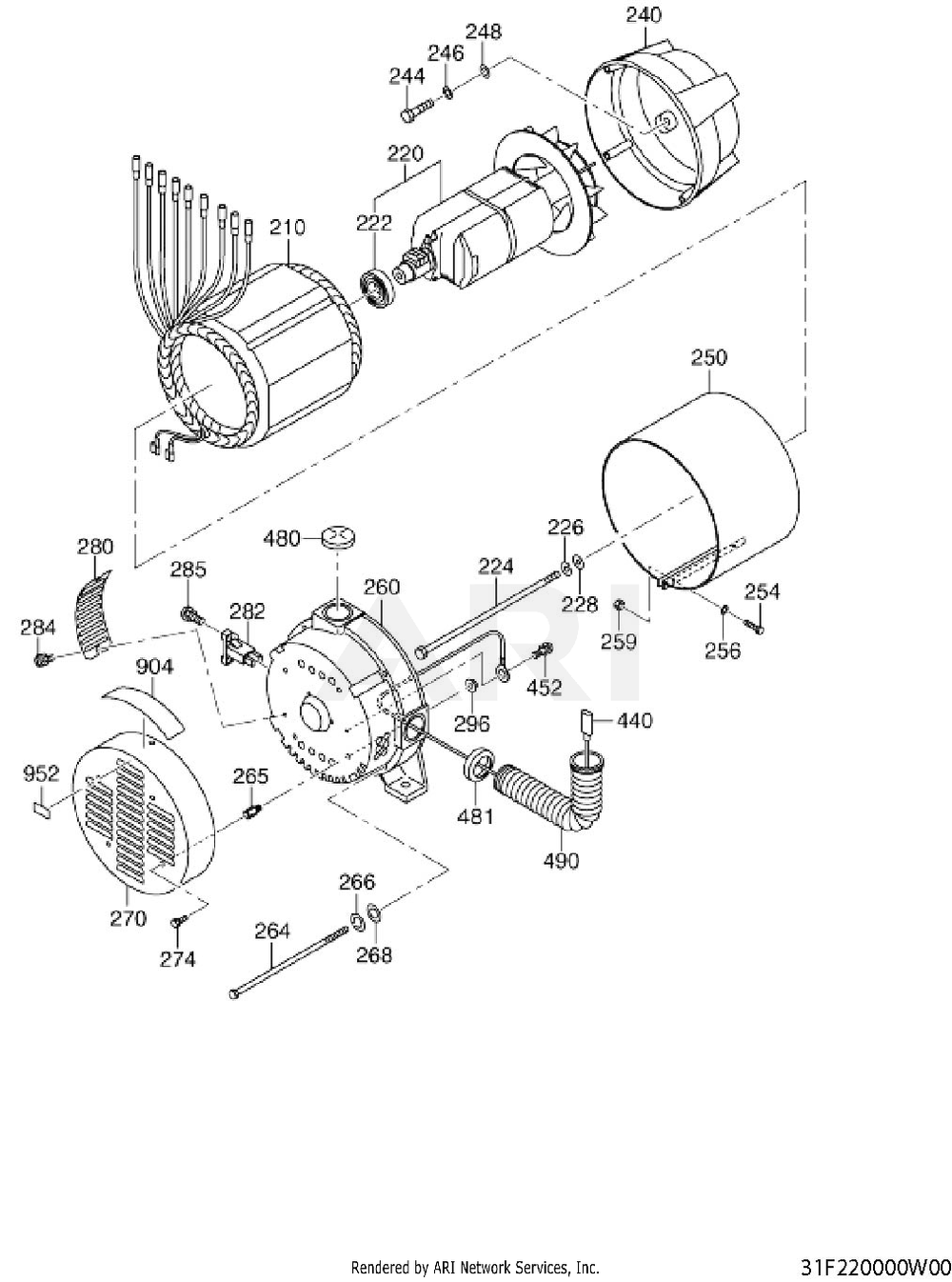 2200 Generator Diagram and Parts List for RGV10K83031  Subaru Generator
