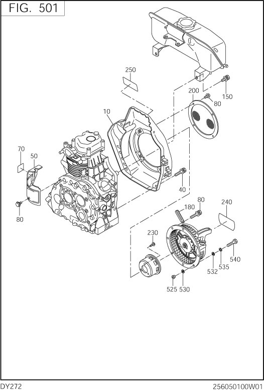 Cooling,starting Diagram and Parts List for DY272DD7060 DY272 Subaru Engine