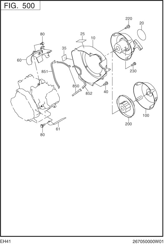 Cooling,starting Diagram and Parts List for EH410D65543 EH410 Subaru Engine