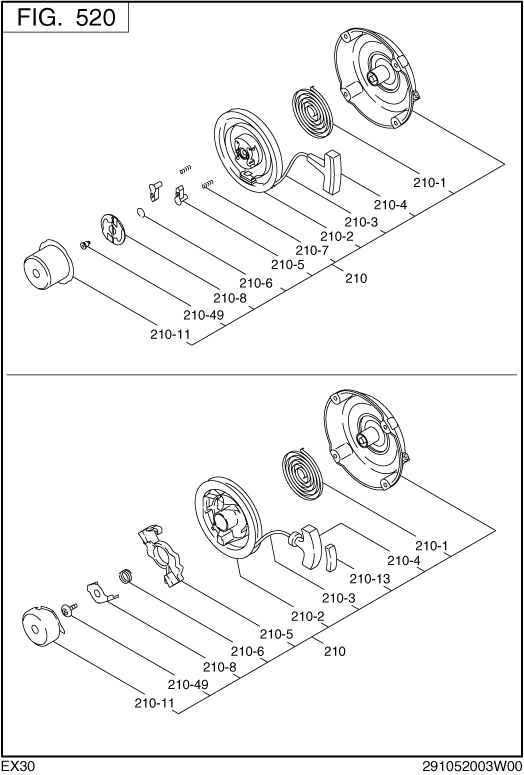 Cooling Starting Diagram and Parts List for EX300DS2070 EX300 Subaru Engine