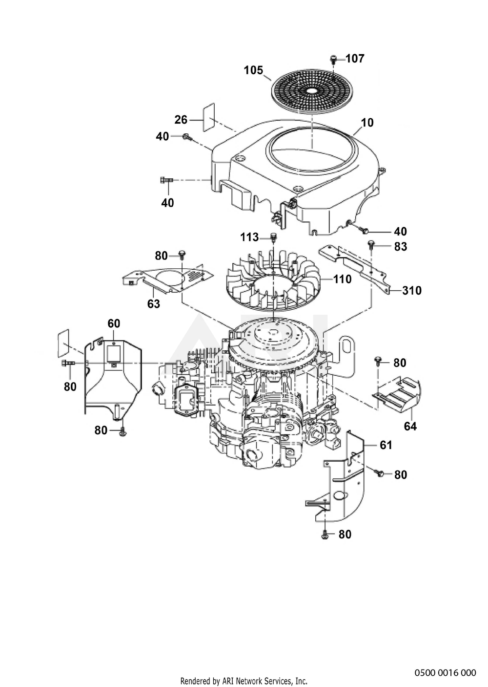 500 Cooling And Starting Diagram and Parts List for EH650VC0040  Subaru Engine