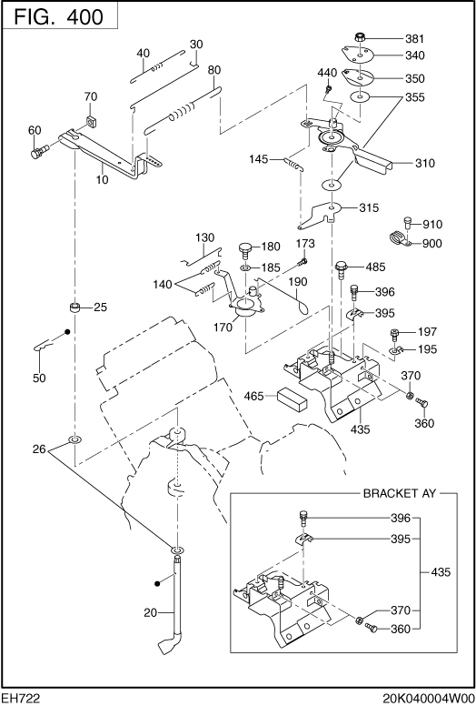 Governor Group Diagram and Parts List for EH722DS0100 EH722 Subaru Engine