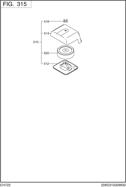 Intake,exhaust Group Diagram and Parts List for EH722DS0100 EH722 Subaru Engine