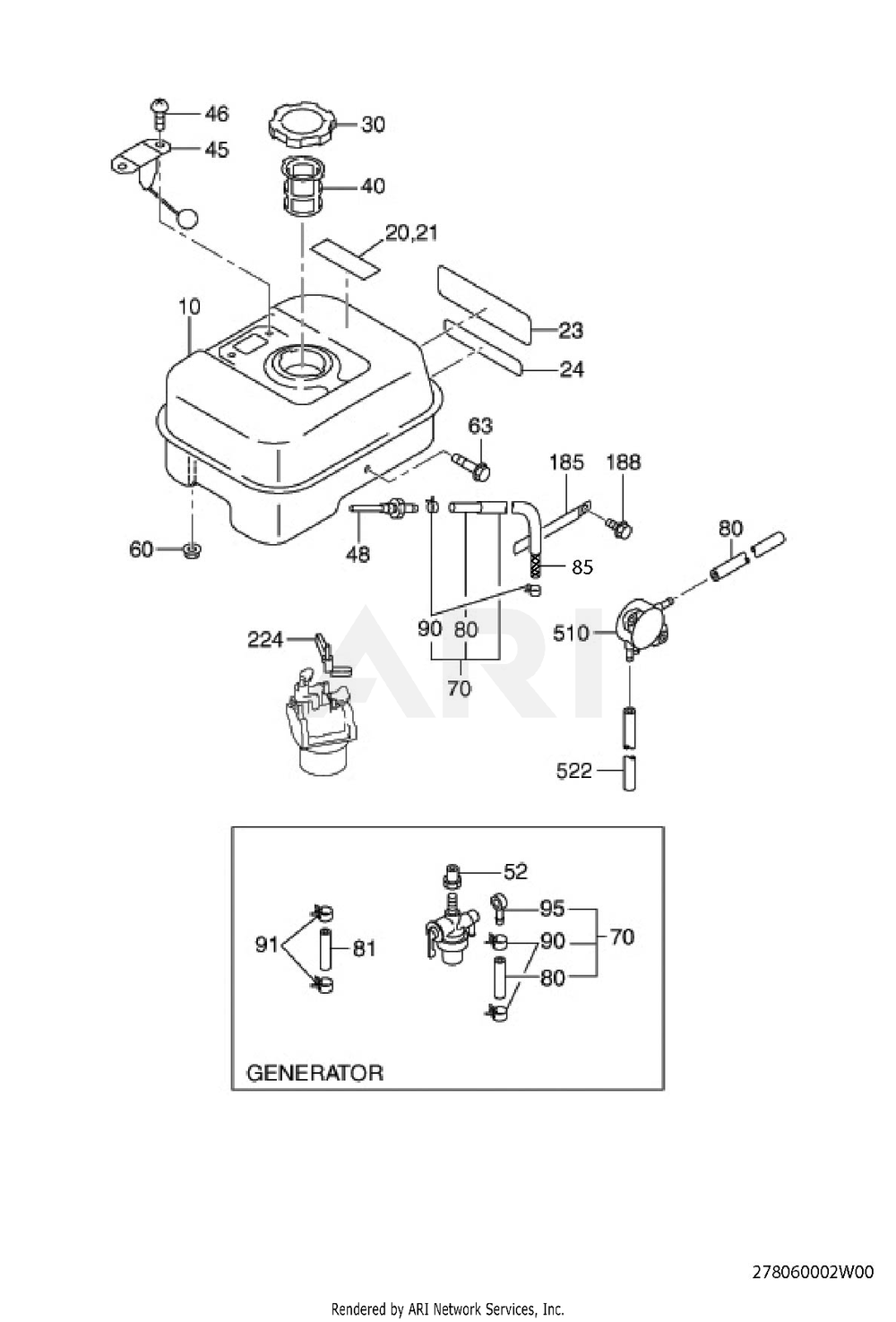 600 Fuel And Lubricant Diagram and Parts List for EX210D50172  Subaru Engine