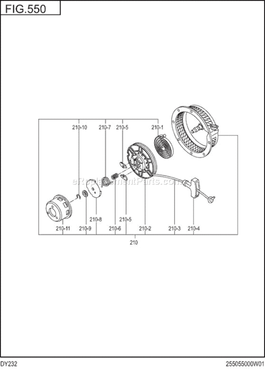 Page H Diagram and Parts List for DY232BB0200  Subaru Engine