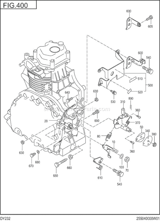 Governor,Operation Diagram and Parts List for DY232BB0210  Subaru Engine