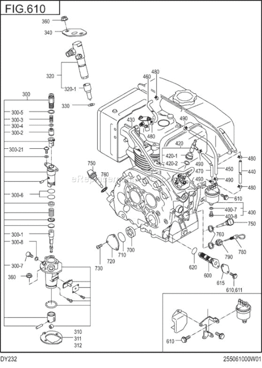 Page M Diagram and Parts List for DY232BB1100  Subaru Engine