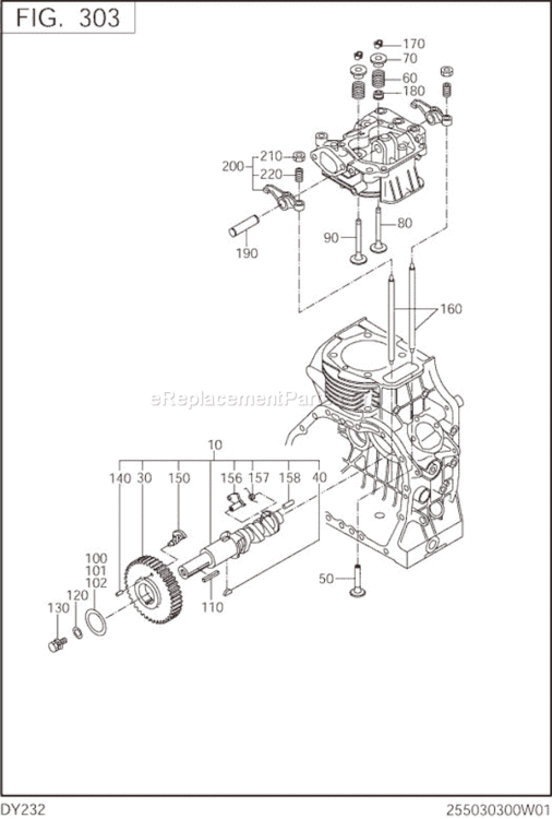 Intake Exhaust Diagram and Parts List for DY232BS7000  Subaru Engine