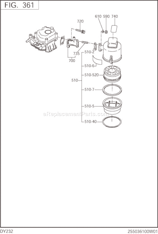 Page F Diagram and Parts List for DY232BS7000  Subaru Engine