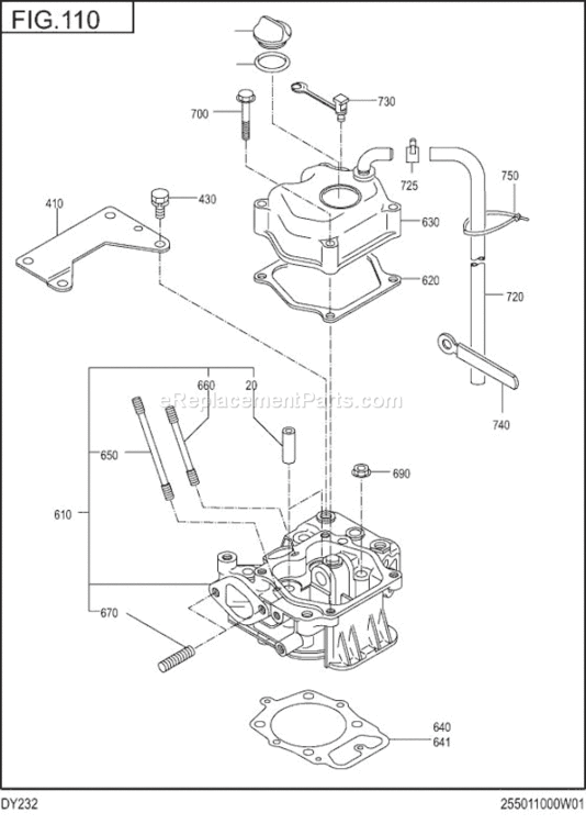 Page B Diagram and Parts List for DY232DD0040  Subaru Engine