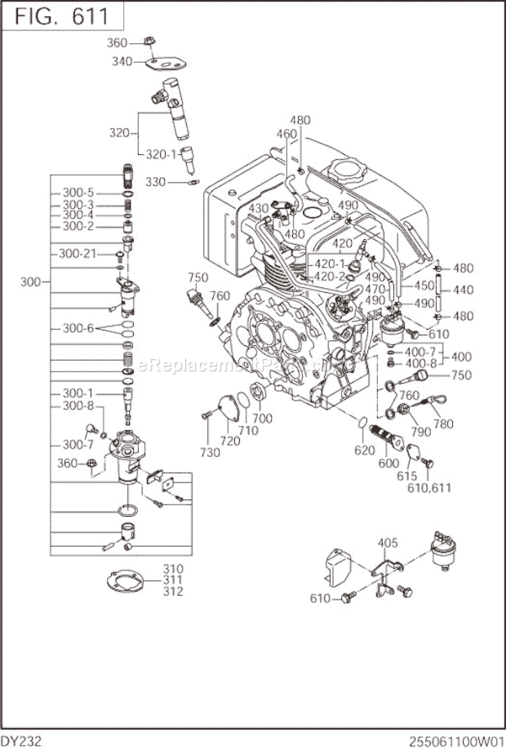 Page J Diagram and Parts List for DY232DD0200  Subaru Engine