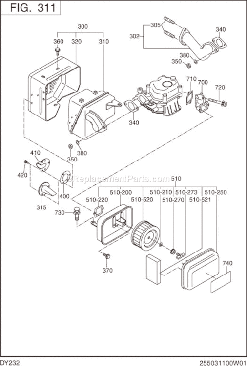 Page E Diagram and Parts List for DY232DD1000  Subaru Engine