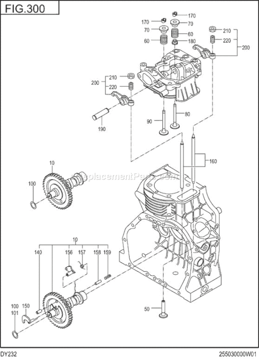 Intake Exhaust Diagram and Parts List for DY232DD1180  Subaru Engine