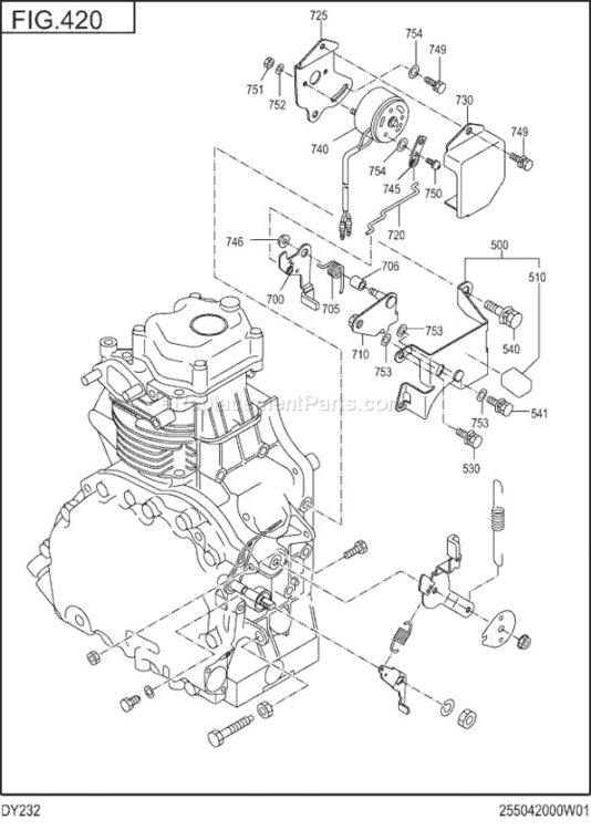 Page G Diagram and Parts List for DY232DD5510  Subaru Engine