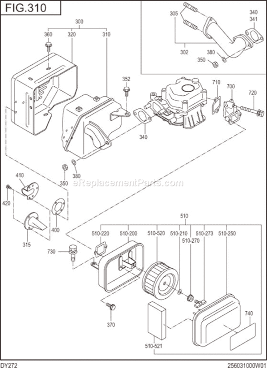 Page E Diagram and Parts List for DY272BB0000  Subaru Engine