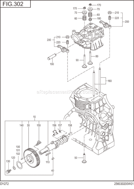 Intake Exhaust Diagram and Parts List for DY272BB0020  Subaru Engine