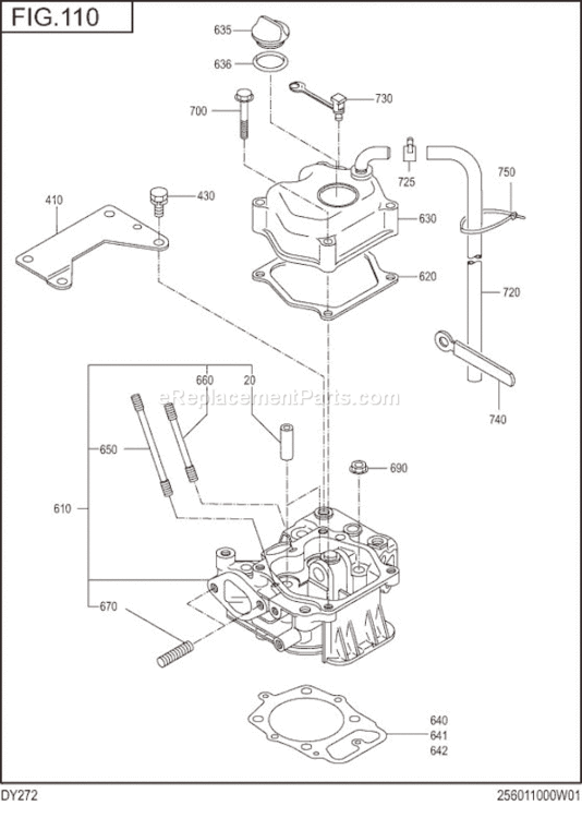 Page B Diagram and Parts List for DY272BS0000  Subaru Engine
