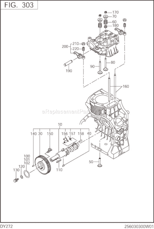 Intake Exhaust Diagram and Parts List for DY272BS1110  Subaru Engine