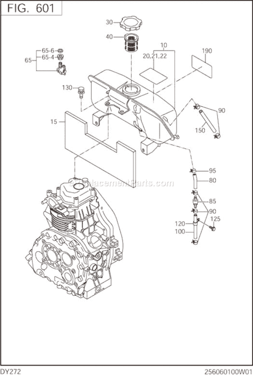 Fuel Lubricant Diagram and Parts List for DY272BS7000  Subaru Engine
