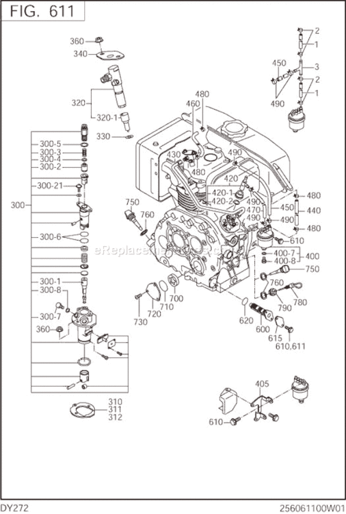 Page K Diagram and Parts List for DY272BS7000  Subaru Engine