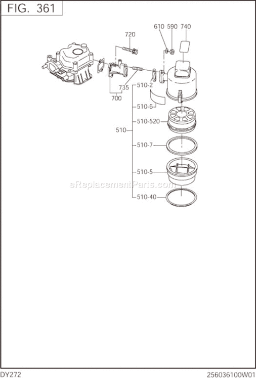 Page F Diagram and Parts List for DY272BS7000  Subaru Engine