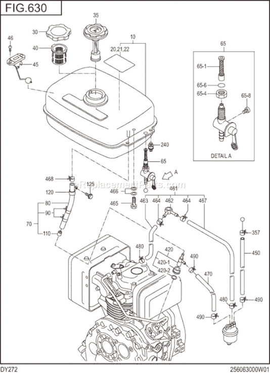Page J Diagram and Parts List for DY272DD1060  Subaru Engine