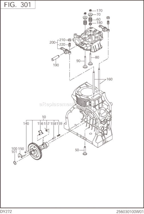 Intake Exhaust Diagram and Parts List for DY272DD2470  Subaru Engine