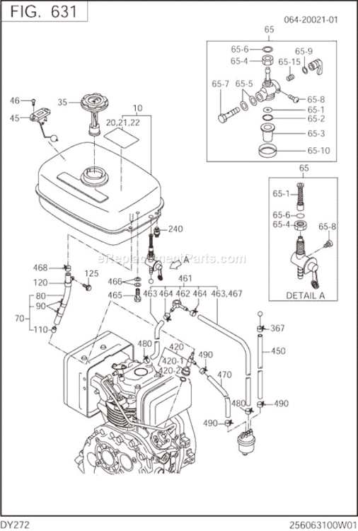 Page O Diagram and Parts List for DY272DD250S  Subaru Engine