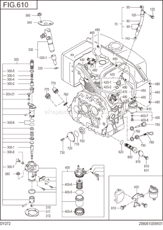 Page J Diagram and Parts List for DY272DD4060  Subaru Engine
