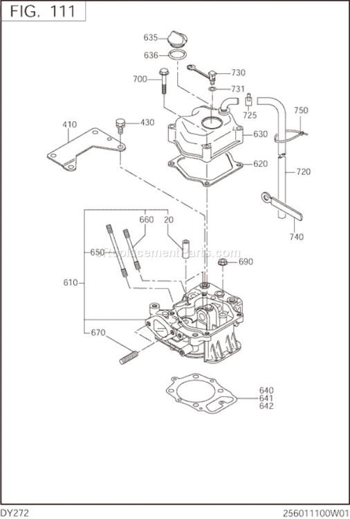 Page B Diagram and Parts List for DY272DD5010  Subaru Engine
