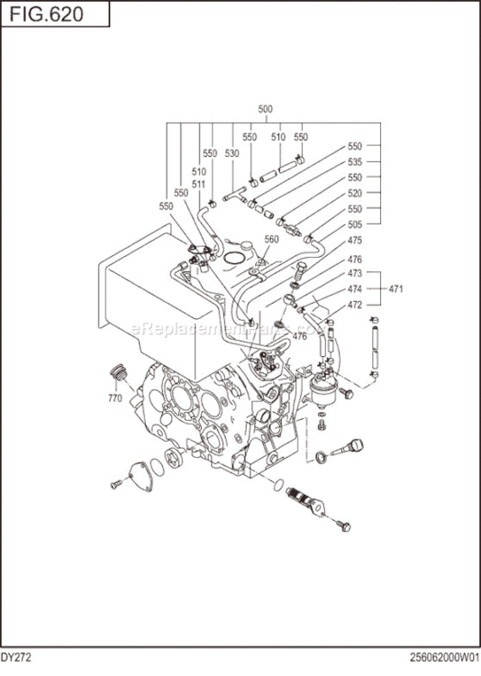 Page K Diagram and Parts List for DY272DD5470  Subaru Engine