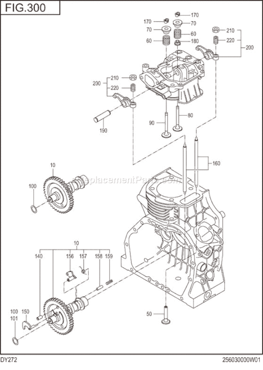 Intake Exhaust Diagram and Parts List for DY272DD5470  Subaru Engine