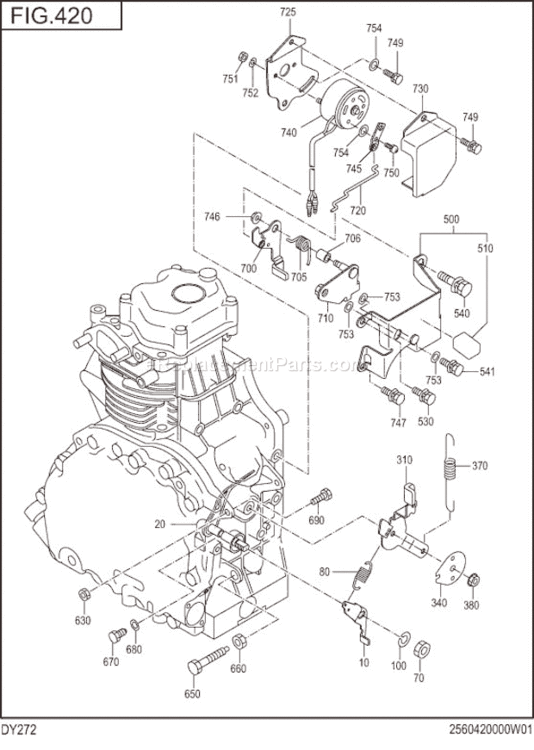 Governor,Operation Diagram and Parts List for DY272DD5470  Subaru Engine
