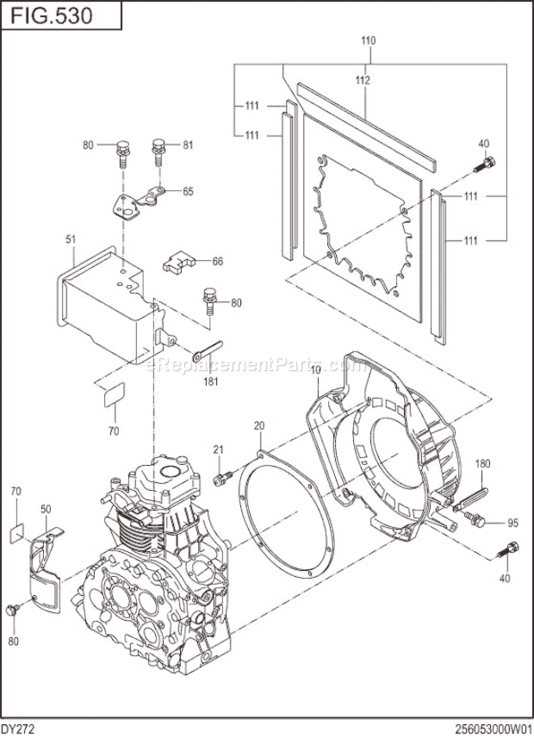 Cooling,Starting Diagram and Parts List for DY272DS2850  Subaru Engine