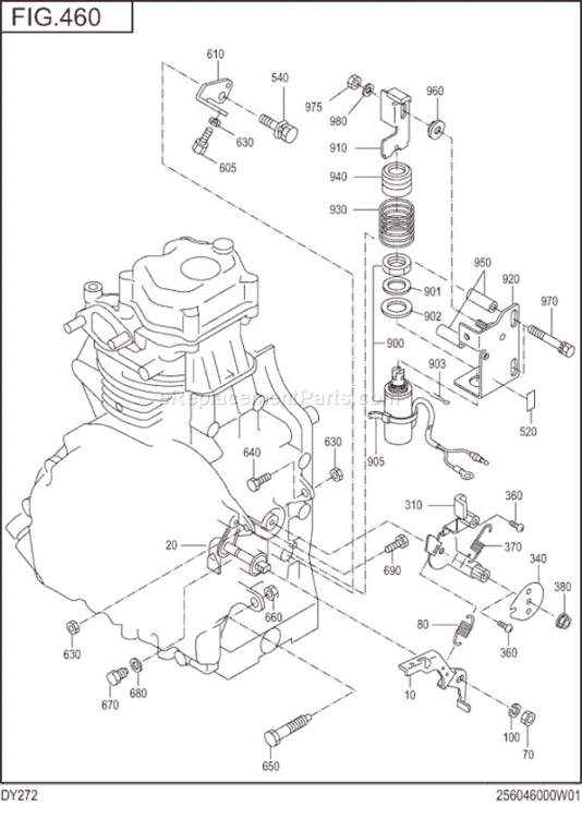 Governor,Operation Diagram and Parts List for DY272DS2860  Subaru Engine