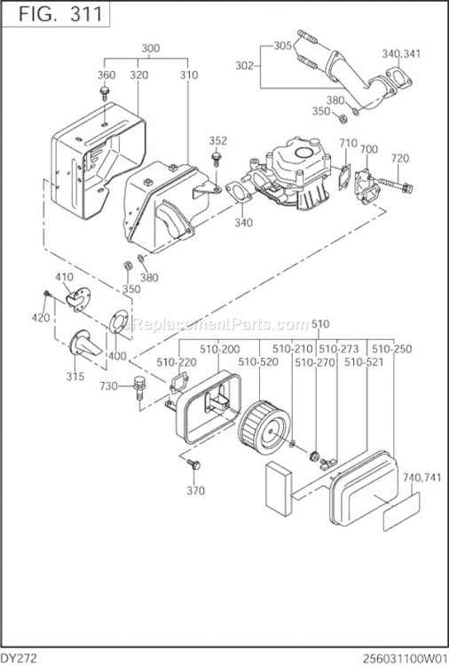 Page G Diagram and Parts List for DY272DS4110  Subaru Engine
