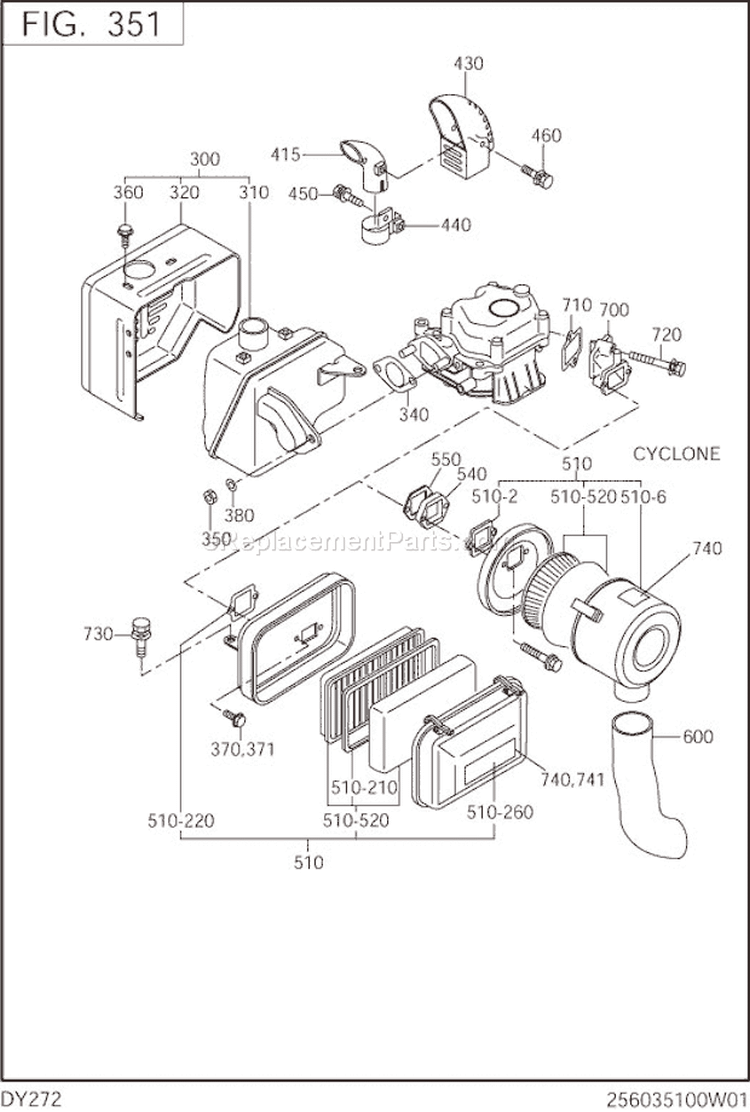 Page G Diagram and Parts List for DY272DS291S  Subaru Engine