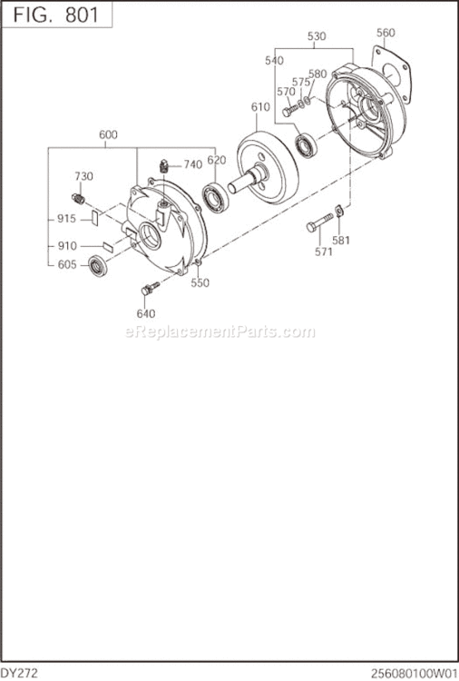 Clutch Reduction Group Diagram and Parts List for DY272YR0001  Subaru Engine