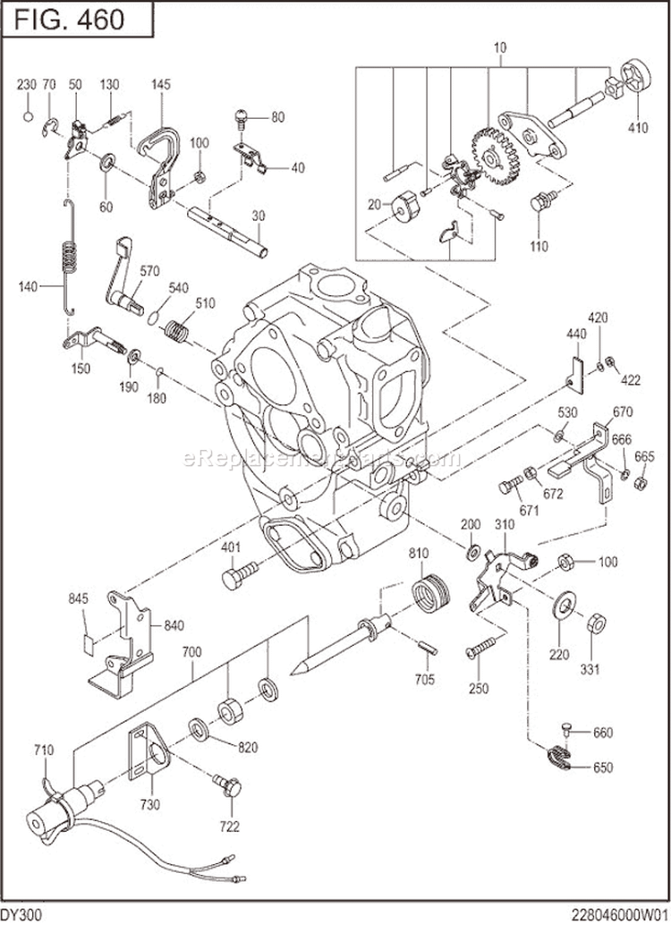 Governor,Operation Diagram and Parts List for DY300DS1650  Subaru Engine