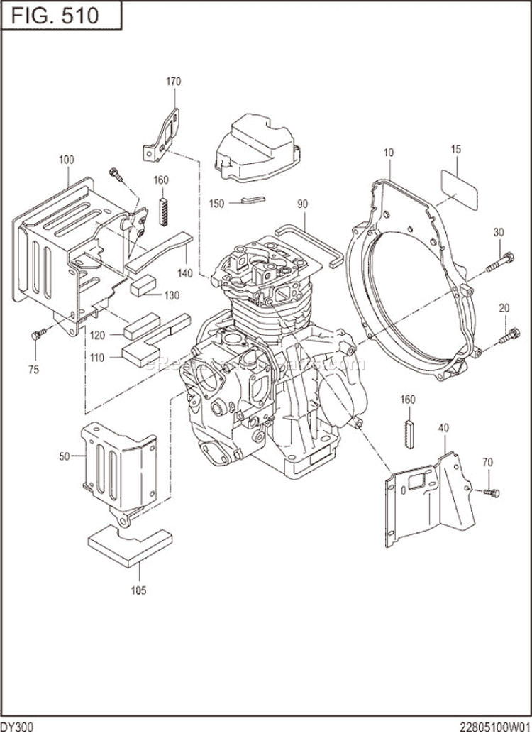 Cooling,Starting Diagram and Parts List for DY300DS1650  Subaru Engine