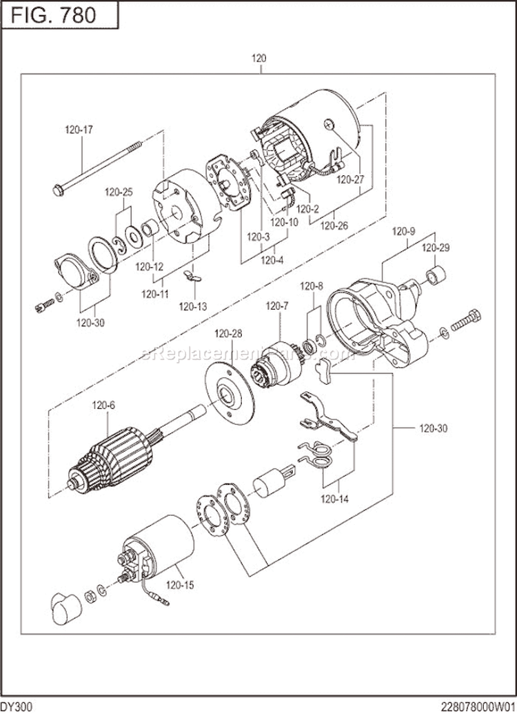 Page K Diagram and Parts List for DY300B80000  Subaru Engine