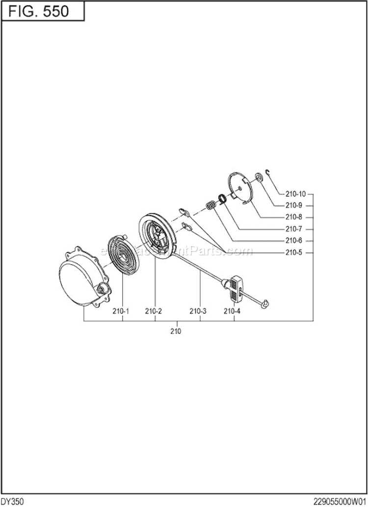 Cooling,Starting Gro Diagram and Parts List for DY350D12100  Subaru Engine