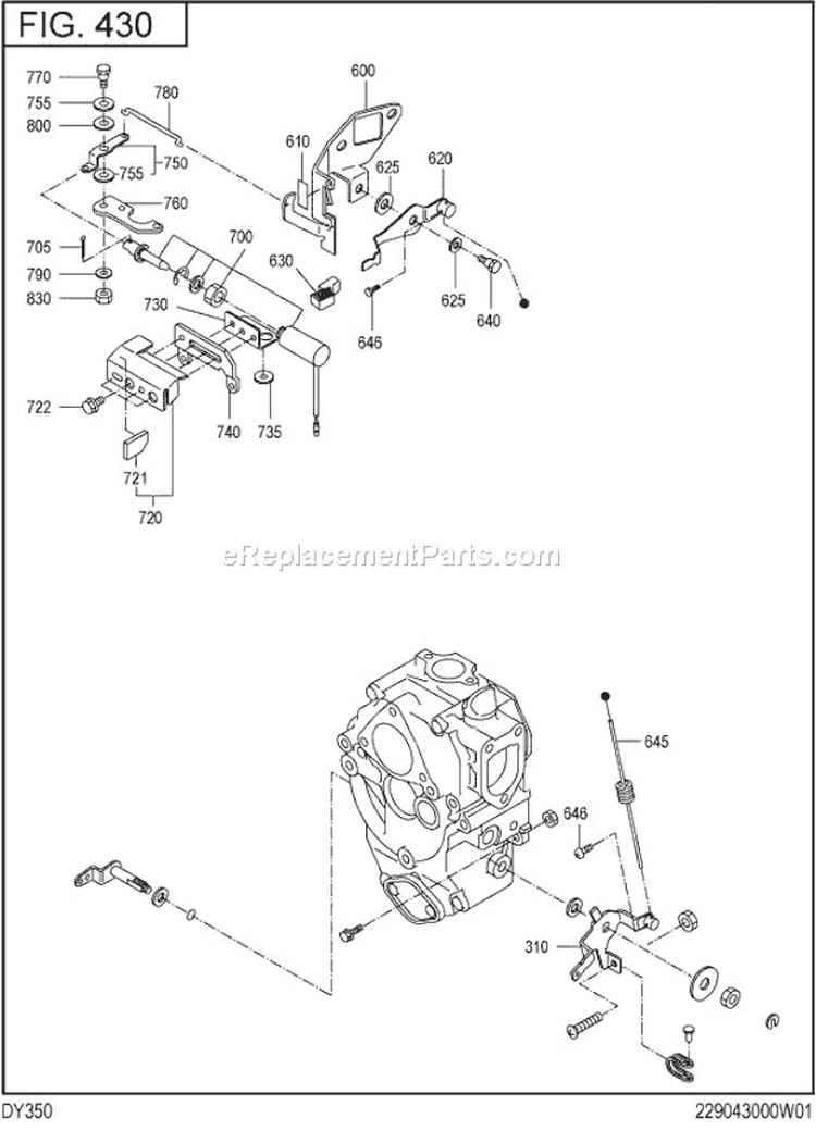 Governor,Operation G Diagram and Parts List for DY350D56500  Subaru Engine